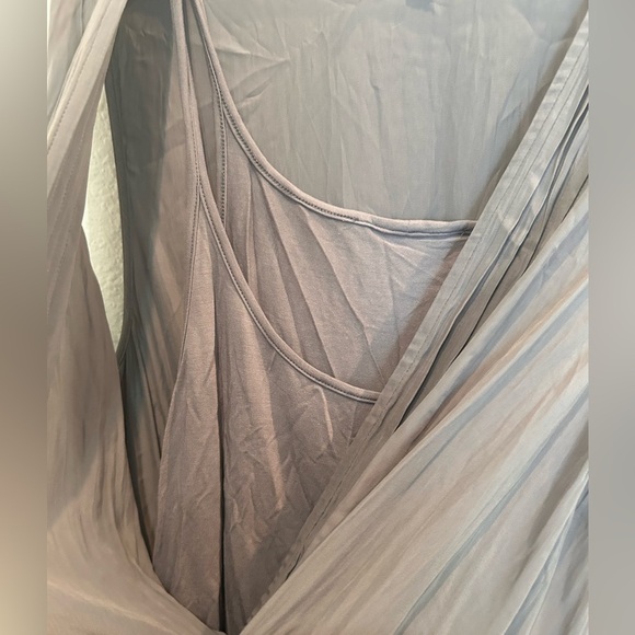 Calypso St Barth Grey Silky modal V-Neck minimalist detachable lining mini dress - Picture 6 of 7